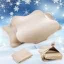 Hahafelt Cooling Cervical Pillowcase Cover with Envelope Closure (Only Pillow Case) Ergonomic Neck Pillowcase Smooth Soft Cool Pillow Cover for Side Back Stomach Sleepers(Champagne,Queen Size)