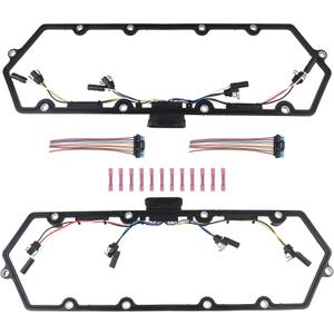 WMPHE Compatible with Powerstroke Diesel Valve Cover Gasket with Injector Glow Plug Harness Ford Truck 7.3L 1998 1999 2000 2001 2002 2003, OEM F81Z-6584-AA, F81Z-9D930-AB, 615-201