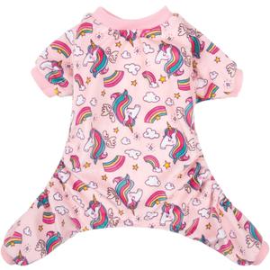 CuteBone Small Dogs Outfit Soft Puppy Onesies Pjs Dog Pajamas Pet Coat Cat Apparel Comfy Doggie Jumpsuit Bodysuit for All Seasons P67 XXL (Pink unicorn)