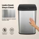 Ninestars 13 Gallon Automatic Trash Can, 50L Touchless Motion Sensor Garbage Can with Odor-Sealing Lid, Rectangular Stainless Steel, Black Trim