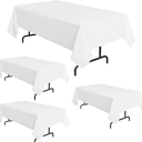 4 Pack Black Tablecloth 60x102 Inch for 6ft Rectangle Tables, Washable Polyester Table Cover Table Clothes for Dining Wedding Buffet Parties Banquet Restaurant Conference (White, 60 x 102 Inch)