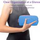 Sylune Knitty Bag  Blue Quilted Makeup Bag for Women, Lightweight Waterproof Cosmetic Organizer, Soft Nylon Travel Pouch, Elegant Gift Choice