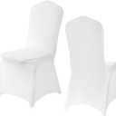 Yahpetes Chair Cover 2 Pcs White Banquet Chair Covers Spandex Folding Slipcover for Wedding Banquet Dining Party Decorations (White)