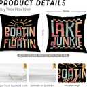 Retro Lake Pillow Covers 18x18 Set of 2, Lake House Decor for Home, Boatin' and Floatin' Nautical Decorative Throw Pillow Covers for Home Cabin, Gifts for Lakes Lovers Women