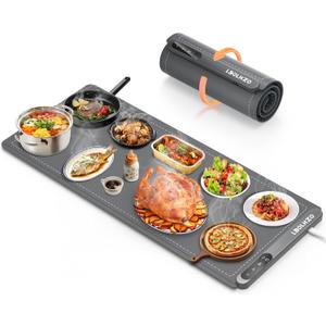 Warming Mat For Food Extra Large 36"x16" 580W Food Warmer Chafing Dishes for Buffet, Food Warming Mat, Food Warmers for Parties Buffet,6 Temp 6 Hour Timer Heating Mat for Food Christmas Gifts (Plus, Grey)