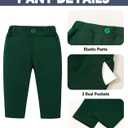 YUEMION Baby Boy Clothes Suit Infant Gentleman Wedding Outfit Formal Dress Shirt+Vest+Tie+Corsage+Pants 5Pcs Tuxedo Set 0-18M (0-3 Months, White and Green)