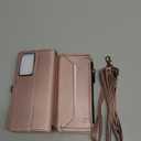 Crossbody Wallet Case Compatible with Samsung Galaxy S21 Ultra 5G RFID Blocking 10-Card Holder Soft PU Leather Magnetic Snap Strap Zipper Pocket Phone Case Fit for Galaxy S21 Ultra - Rose Gold