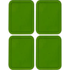 Replacement Lids fits Pyrex 3-Cup Glass Food Storage Container Bowls, (7.75 x 5.75-Inch) Plastic Rectangle Lids Covers for Pyrex 7210-PC, Airtight & Leakproof (4-Pack, Green)