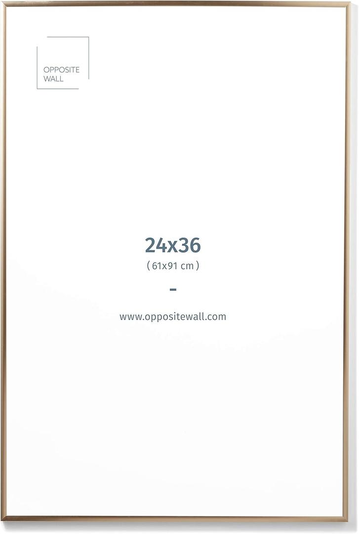 Opposite Wall Aluminium Metal Picture Frame, 24x36 in. | 61x91 cm Gold Sleek Matte, Lightweight, Shatterproof and Durable, Perfectly Crafted for Picture, Poster, Photo and Collage Displays