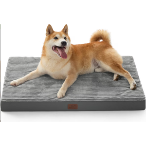 Bedsure Orthopedic Dog Crate Bed Mat with Removable Machine Washable Cover, Dark Grey, Large