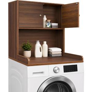 Washer Dryer Countertop with Cabinets, 2-Tier Laundry Countertop with Shelf