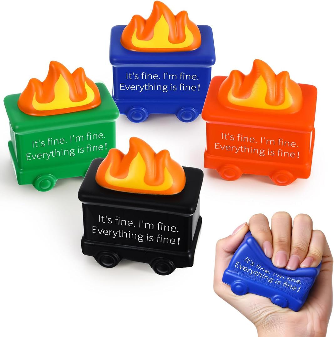 Shappy 4 Pcs Dumpster Stress Relief Balls Dumpster Anxiety Relief Gift PU Stress Balls for Adults Therapy Fidget Appreciation Gifts for Office Coworker(Bright Colors,Simple Style)