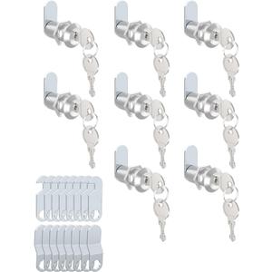 8 Packs Drawer and Cabinet Locks (Keyed Different) Secure Important Files, 1-1/8Inch 30mm Cam Locks with 3 pcs Different Lock Plates for Cabinet Cupboard File Drawer Mailbox Dresser Kitchen