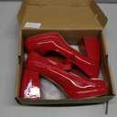 Women Mary Jane Shoes: Comfortable Closed Toe Chunky Heels, 2025 Trendy Dress Shoes Prom Formal Graduation Platform Pumps Wide Size 6-11 (09 Red)