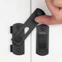 INIRET 2 Packs Barn Door Latches，2.75” x 2.02” Matte Black Stainless Steel barn gate flip Door Latch Bi-fold Door Lock,Sliding Door Antique Lock Gate Latches Cabinet Closet Door Latches