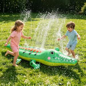 Sprinkler for Kids Large Inflatable Crocodile Water Toys, Kids Sprinklers for Yard, Outdoor Water Spray Sprinkler Summer Toddler Toys for Boys Girls Dogs Backyard