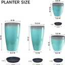 ZMTECH 24/21/12/10" H Large Plastic Planters with Drainage Hole and Saucer -Set of 4 Tall Lightweight Flower Pot for Front Porch Patio Deck,Sky Blue with White Spots