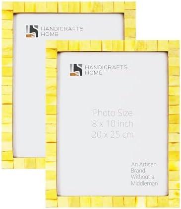 Handicrafts Home 8x10 Picture Frame Set of 1–Handmade Yellow Bone Inlay Photo Frame, Classic Collection, Decorative Boho Frame for Wall & Tabletop, Modern Farmhouse & Coastal Home & Living Room Decor