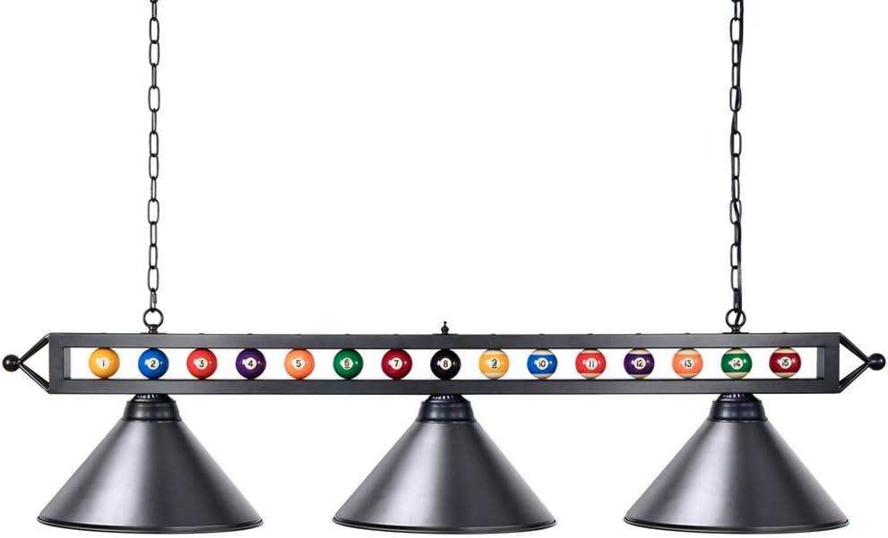 Wellmet 3 Light Billiard Pool Table Lights, 59" Pool Table Lighting for 7'-8' Table, Modern Kitchen Island Pendant Light with Matte Metal Shade, Billiard Light Fixture for Pool Table, Game Room (Black)