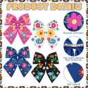 Yunlly 4 Pcs Mexican Embroidered Hair Accessories for Women Cinco De Mayo Flower Bows for Girls Independence Day Fiesta Party Carnival Supplies