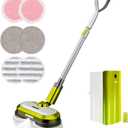Cordless Electric Mop, Electric Spin Mop with LED Headlight and Water Spray, Up to 60 mins Powerful Floor Cleaner with 300ml Water Tank, Polisher for Hardwood, Tile Floors, Quiet Cleaning & Waxing