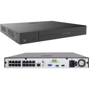16 Channel 4K PoE Network Video Recorder NVR, 16 Port H.265 NVR Support 4K/2K/8MP/5MP/3MP/1080P PoE Camera, Remote Access, Motion Alarm, 24/7 Recording, Smart Playback, No Hard Disk Drive