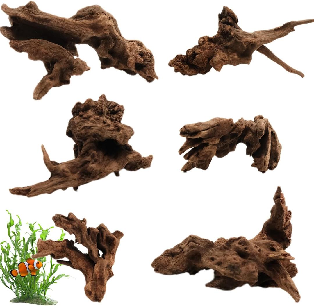 6PCS Natural Driftwood for Aquarium & Reptile Tank, 36 Inches Unique Wood Decor for Fish Tank, Turtles, Lizards, Snakes, Natural Driftwood for Home Decor