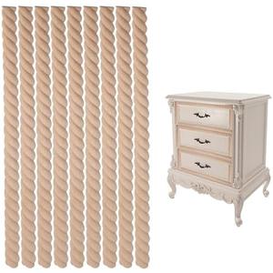 20 PCS Unfinished 3D Decorative Wood Trim, 15.7 Inch Long Cuttable Beech Wood Carved Frame Decoration Trim for DIY Craft, Furniture Door Mirror Cabinet Dresser Border Molding (Twisted Pattern)