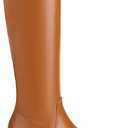 vivianly Women's Chunky Heel Knee high Boots Zipper Square Toe Platform Booties (6, Brown-platform-2.36in Heel)