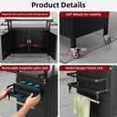 Outdoor Grill Cart Bar Cart with Storage Cabinet for Grilling Accessories（Black）, Cart Table with Cabinet