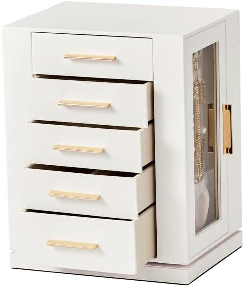 White Jewelry Box Organizer with Mirror, Storage Case for Rings, Earrings, Organizer Case for Necklaces, Jewelry Organizers and Storage with Mirror,Jewelry Holder Organizer, Jewerly Boxes for Girls