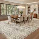 Soalmost Washable Area Rug 8x12, Large Soft Rugs for Living Room Vintage Brown Carpet 8x12 Area Rugs for Bedroom Dining Room Non-Slip Stain Resistant Under Table Rug