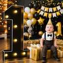 Pooqla 3FT Marquee Light Up Numbers, Black Lighted Party Decor for her him Women Men, Giant Mosaic Light Up Numbers for 3rd 13th 30th Birthday Anniversary Decoration, Number 3