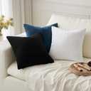 MIULEE Black Couch Pillow Covers 18x18 Inch, Set of 2 Soft Chenille Decorative Square Throw Pillow Covers Farmhouse for Sofa Living Room Bed