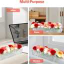 4 Pack Clear Acrylic Flower Vase Centerpiece for Dining Table,63.2 Inch Rectangular Floral Low Vases with 64 Holes for Dining Table Modern Flower Arrangement for Home Decor or Weddings