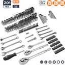 Amazon Basics 201-Piece Mechanic's Socket Tool Set With Case, SAE and Metric Sizes, Chrome-Vanadium Steel, Portable