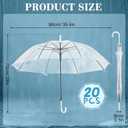 Saintrygo 20 Pack Clear Umbrellas Bulk,Windproof Waterproof Stick Wedding Umbrellas with J Hook Handle for Outdoor Events