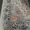 VK VK·LIVING Machine Washable Rug 9'x12' Vintage Design Washable Area Rugs with Non Slip Rugs for Living Room Bedroom Traditional Woven Rug Carpet Stain Resistant, Rug Decor Office Boho Rug, Blue&Orange