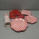 175 Pcs Red Gingham Plates and Napkins Party Supplies - Red and White Checkered Plates Sets Serve 25 Guests - Scalloped Gingham Paper Plate for Birthday Picnic Mother's Day Party Decorations