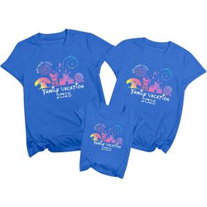 Family Vacation Shirts 2025 Family Matching Outfit Magical Animal Land Tshirt Family Trip Couples Travel Tops Blue (Blue,120)