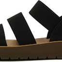 BUTTON ~ Women Slip On Casual Open Toe Three Elastic Bands with Ankle Strap Fashion Gladiator Sandal, Size 8