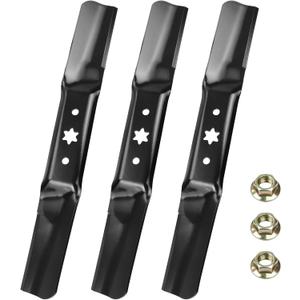3 Pack 942-05056A Lawn Mower Blades with Nuts for ZT1 54, ZT2 54, RZT L54, RZT S54, XT1 LT54 Replace Troy Bilt Craftsman Cub Ca det 54 inch Mower Blades 742-05056A, 490-110-C143, High Lift