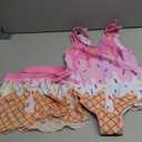 ALISISTER Girls Swimsuit Size 5t Ice Cream Bathing Suit 3 Piece with Cover Up Skirt Summer Beach Headband Swimwear, Size 5t 