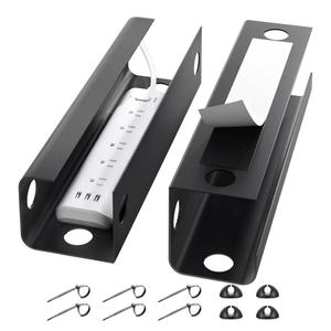 Yecaye 2 Pack Cable Management Under Desk, 31.5 in Under Desk Cable Management Tray,Cord Hider,Cord Organizer, No Screw Wire Management for Office and Home, Black