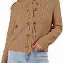 Women's Cardigan Sweaters Bow Button Down Cardigans Fall Fashion Clothes Knit Tie Open Front Coats (XL)