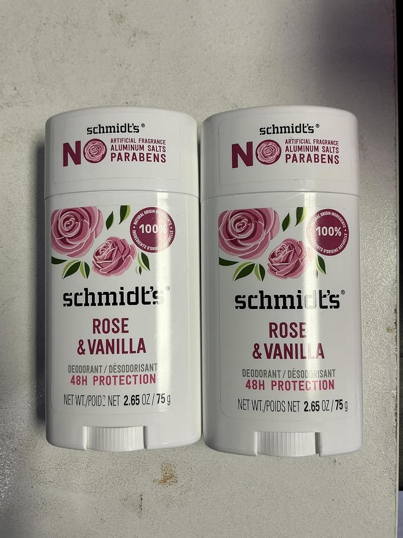 2 Pack - Rose + Vanilla Natural Deodorant Stick (2.65 oz.) Aluminum-Free