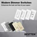BESTTEN 10 Pack Dimmer Light Switch, Single Pole or 3-Way, Slide Dimmer Switches, Compatible with Dimmable LED, CFL, Incandescent and Halogen Bulb, Neutral Wire Not Required, 120VAC, UL Listed, White