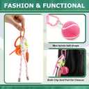 Nosiny 6 Pcs Tennis Ball Keychain Cute Tennis Racket Key Rings with Striped Lanyard 7.1in Sporty Bag Charm Backpack Pendant Gift for Men Women Sports Lover Players Team