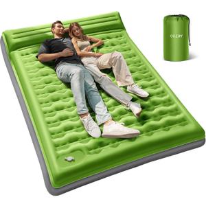 OGERY Sleeping Pad for Camping, 6" Extra-Thick Reinforced Camping Sleeping Pad with Pillows & Built-in Foot Pump, Ultralight Self Inflating Air Mattress Mat for Tent Hiking Essentials Gear (Full, Green)