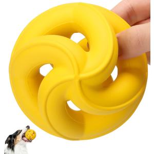 Interactive Dog Toys for Aggressive Chewers - Natural Rubber Durable Dog Toys to Keep Them Busy, Safe for Most Breeds, Dog Chew Toy for Anxiety Relief, Fetch Training, Lemon